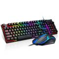 T-WOLF TF 20 RGB LED Backlight USB Mechanical Gaming Keyboard With Multimedia Keys Support And Mouse Combo. 