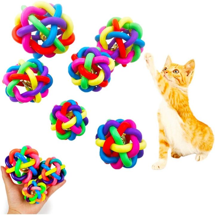 Wiggle Ball Cat Dog Toy, Dog Toys Pet Colorful Interactive Ball with Bell, 5 Sizes Wiggle Toy Balls, Dog Ball Puppy Supply, Interactive Dog Cat Ball