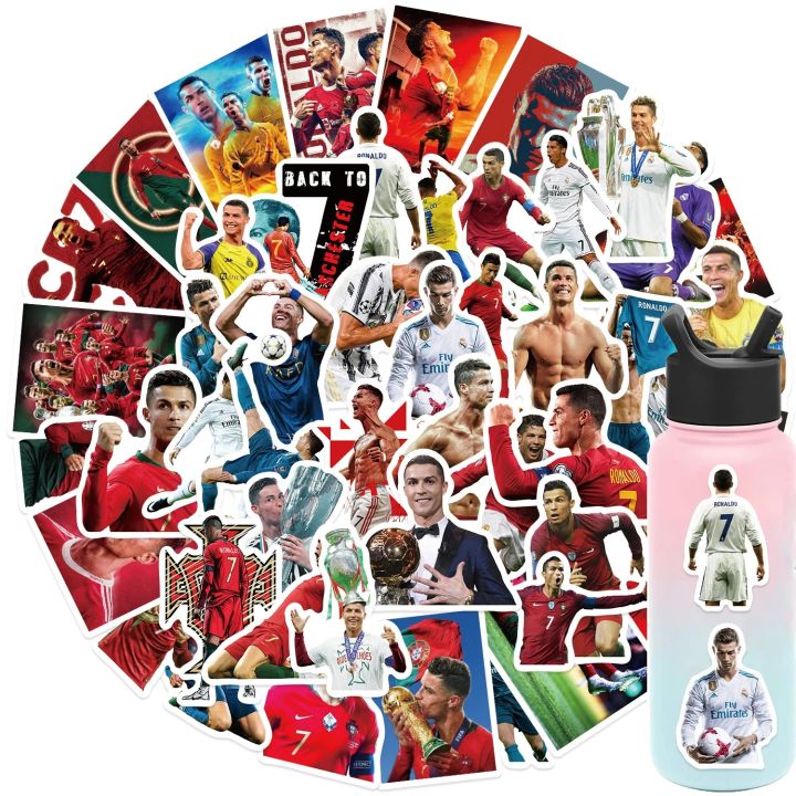 Artsy Home Cristiano Ronaldo Football Stickers Set - 25/50Pcs Decorative Decals for Laptops, Phones & Journals