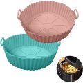 Reusable Air Fryer Silicone Liner Basket - Heat Resistant Non-Stick Silicone Pot for Airfryer - Washable Baking Tray & Oven Mold - Double Ear Handle Silicone Container for Kitchen. 
