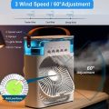 Mini Cooler Fan Humidifier Portable USB Cooler Air Conditioner Fan With Mist & LED Light. 