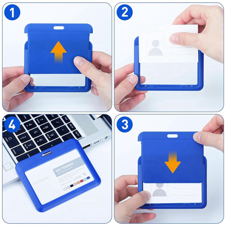 Plastic%20Sliding%20ID%20Badge%20Holder%20with%20Retractable%20Badge%20Reel%20Clips,%203%20Pack%20Horizontal%20Blue%20-%20Image%205