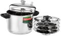 SignoraWare Modern Stainless Steel Idli Cooker with Sandwich Bottom (Induction and Gas Stove Compatible Idli Maker) (Silver, 16 Idlies) 4-Plates, Silver code-3128. 