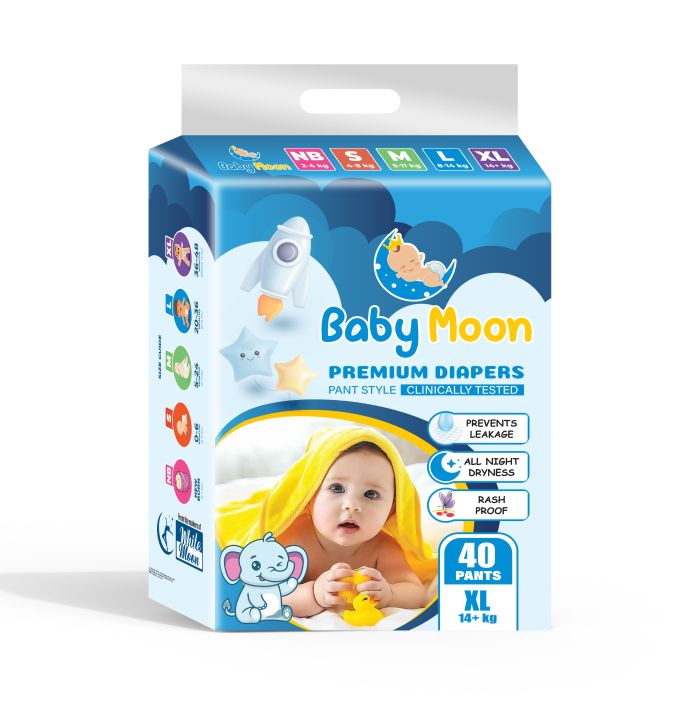Babymoon Premium Baby Diapers Extra Large Size 40 Pcs/Pkt