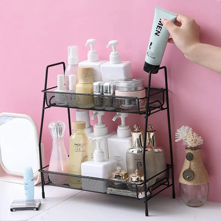 Spice Rack 2 Tier Bathroom Shelf, Desktop Makeup Organizer, Small ...
