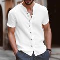 Shirt Casual Style Beach Short Sleeve Collarless Fashion High Bargain price Quality Men's Polo Shirt Men's Collarless T Clothing Top. 