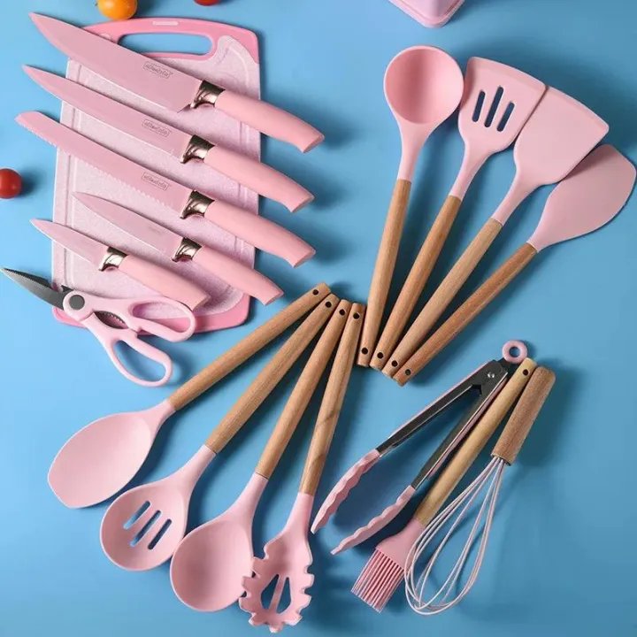 19%20Pieces%20Silicone%20Kitchen%20Utensils%20Set%20&%20Kitchen%20Knives%20With%20Chopping%20Board%20Kitchen%20Accessories%20-%20Image%202