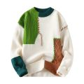 DESCENTE Men Long-sleeve Sweater Stylish Men's Color Block Sweater for Autumn Winter Warm Knitted Pullover for Casual Work Wear for Dating. 