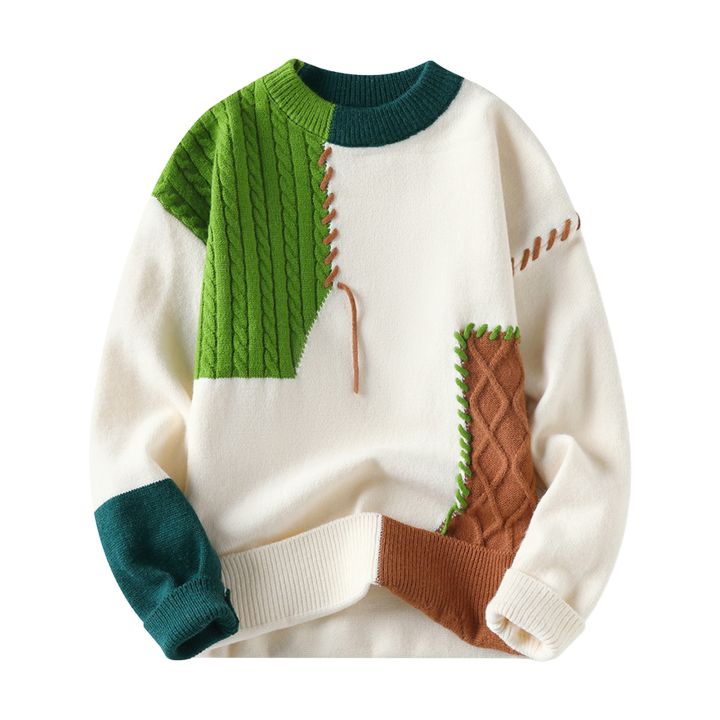 DESCENTE%20Men%20Long-sleeve%20Sweater%20Stylish%20Men's%20Color%20Block%20Sweater%20for%20Autumn%20Winter%20Warm%20Knitted%20Pullover%20for%20Casual%20Work%20Wear%20for%20Dating%20-%20Image%202