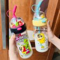 High Appearance 620ml Crayon Shin-chan Water Cup Transparent Cartoon Straw Cup Children's Water Bottle Gifts. 