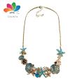 Calista Beach Style Shell Necklace Exquisite Ocean Theme Women's Necklace with Starfish Coral Shell Faux Pearl Rhinestone Decor for Vacation. 