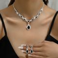 3 pieces of women's crystal droplet necklace with earrings set for wedding evening dress accessories. 