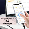 USB3.1 Gen2 10Gbps Cable USB A to USB C Cable 3A 60W QC3.0 Fast Charging for Samsung NVMe Hard Disk External Android Data Cable. 