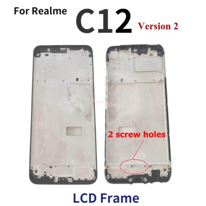 Novaphopat LCD Front Housing Frame For Realme 2 5 5i 5s 6 6i 7 C1 C11 C12 C15 C17 C21 C25y C3 LCD Display Module Frame Bezel A Cover Case