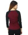 Women's Baseball T-Shirt Short Sleeve Loose Fit Casual Crew Neck Top in Black Or Maroon. 