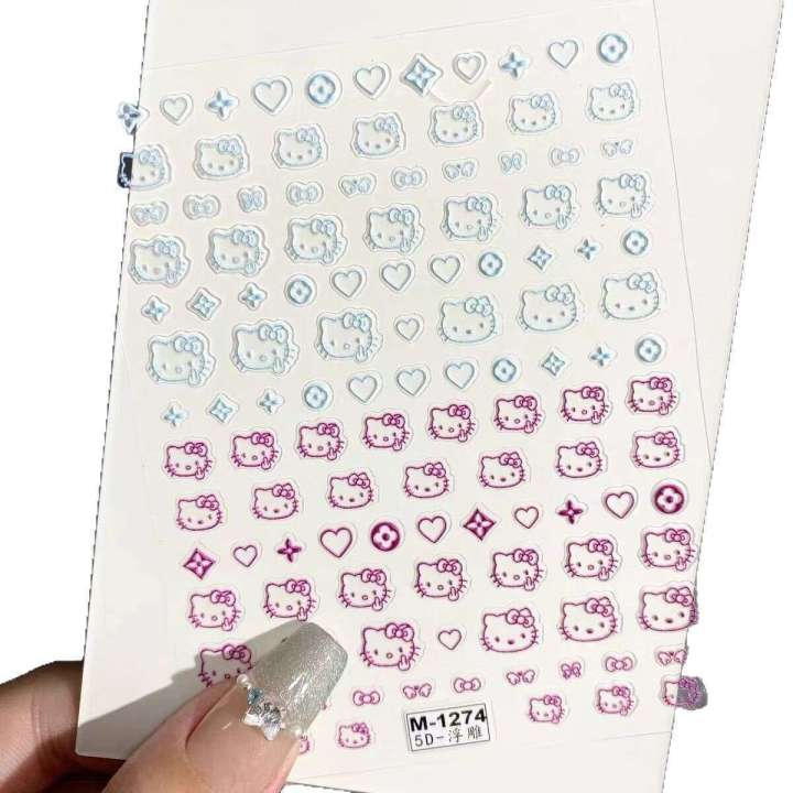 Pink%20Skirt%20KT%20Hello%20Kitty%20Cartoon%203D%20Relief%20Ins%20Style%20Girly%20Adhesive%20Nail%20Decals%20Cup%20Stickers%20-%20Image%205