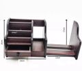 Xingli Brown Polished Multi-Functional Wooden Pen Stand/ Holder / Mobile Holder/ Visiting Card And Remote Stand. 
