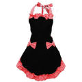 Red/Black Uniform Apron Cute And Sweet Polyester Hanging Neck Apron Adjustable Apron for Cafe  Specialty Restaurant Flower Shop Art Training Class Shopping Guide Event Display Service Bakery Studio. 