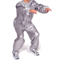 2X Heavy Duty Fitness Weight Loss Sweat Sauna Suit Exercise Gym Anti-Rip Silver XL. 