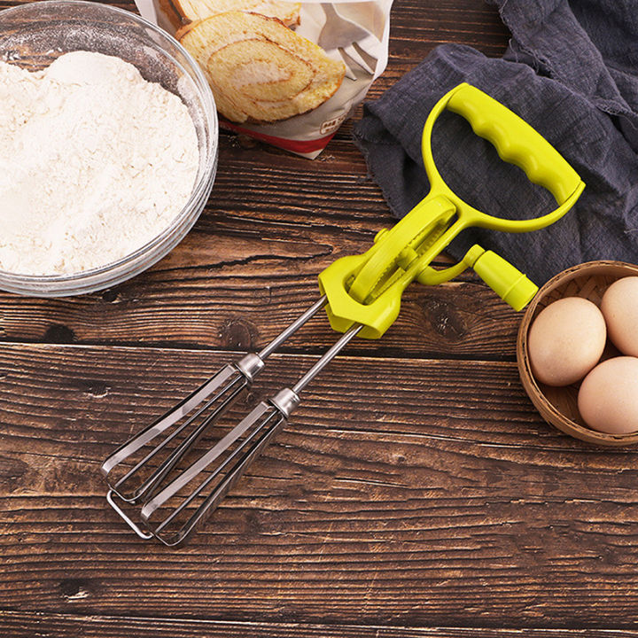 Stainless Steel Rotary Hand Whip Whisk Mixer Egg Beater Dual Purpose ...