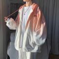 Tie-dyed hooded jacket men's spring and autumn gradient cardigan jacket boys ins trendy Hong Kong style couple loose clothes. 