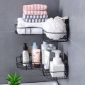 Self-Adhesive Metal Bathroom Corner Rack Stainless Steel Shelf Organizer. 