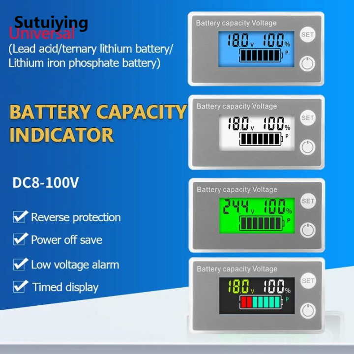 Sutuiying%206133A%20Battery%20Capacity%20Indicator%20DC8-100V%20LCD%20Digital%20Electricity%20New%20Meter%20Lithium%20LiFePO4%20Lead-acid%20Cell%2012V%2024V%2048V%2072V%20Voltmeter%20-%20Image%206