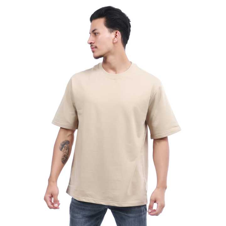 Beige%20Color%20Cotton%20Round%20Neck%20Half%20Sleeve%20Plain%20T-Shirt%20For%20Men%20-%20Image%204