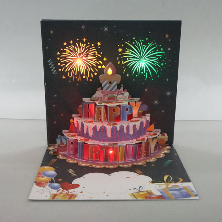 Birthday Cards Lights And Sound Pop Up Happy Birthday Card Fireworks ...