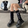 Woman Leg Warmers Autumn And Winter Ribbon Lolita Black Knee Warmers Long Socks DIANGUI. 