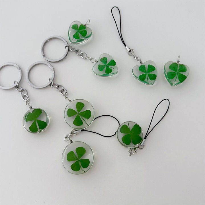 1PCS%20New%20Green%20Lucky%20Four%20Leaf%20Clover%20Keychain%20Lucky%20Clover%20Glass%20Pendant%20Phone%20Strap%20Cologo%20-%20Image%202