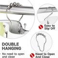 FORIDE 12 Pcs Shower Curtain Hooks, Shower Curtain Rings Rust Proof Balanced Glide Double Shower Curtain Hooks Silver. 