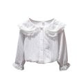 Kids Girl Long Sleeve Top Lace Collar Spring Korean Style White Top Toddler Girl Shirt Clothes. 