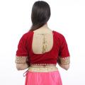 Ruby Red Lace Bordered Saree Blouse For Women - Nb-1016. 