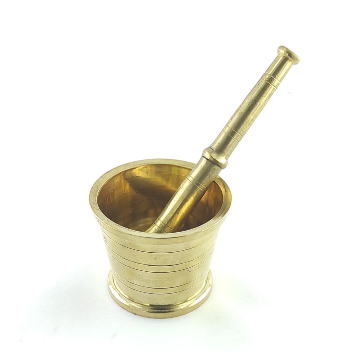 Brass Khal (Mortar and Pestle)- For Making The Paste Of Gingers, Garlic ...