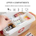 BB First Aid Kit Medical Box (30.5 x 20 x 16 cm)  Portable Double Layers Medical Box Rectangular Medicine Cabinet Household First Aid Kit Household Plastic Pill Storage Box with Detachable Tray and Handle. 