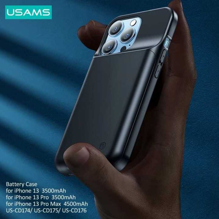 USAMS Portable 4500mAh Battery Charger Case for iPhone 13 Pro Max Power Bank Case Safe Stable Charging Case Protector