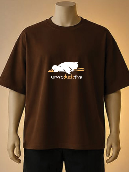 "Unproducktive"%20Lazy%20Duck%20Graphic%20T-Shirt-Black,%20Brown%20,%20Blue,%20Cream,%20Maroon%20-%20Image%202