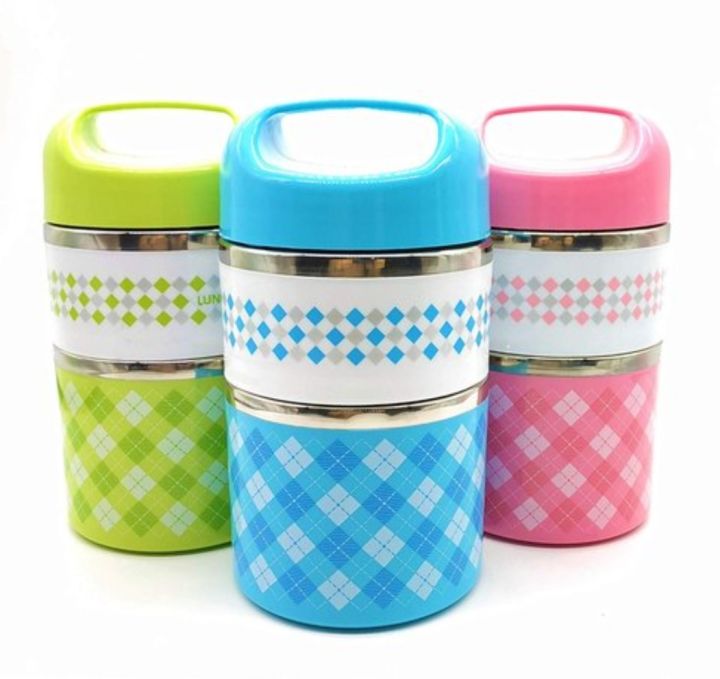 Checkered%20Two%20Layered%20Lunch%20Box,%202%20Layers%20Stainless%20Steel%20Lunch%20Box/%20Tiffin%20Set%20-%20930%20ml%20(Blue,%20Pink,%20Green)%20-%20Image%205