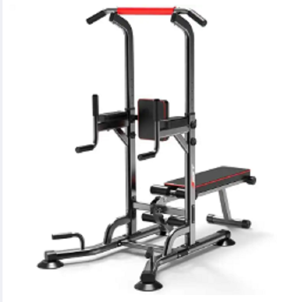 Power Tower with Sit-up Bench for Full Body Workout, Multi-Function Pull Up Bar Dip Station, Home Gym Equipment