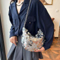 Dumpling Half Moon Shape Bag Large Capacity Sequin Crossbody Bag Sequin Chain for Dinner Party Daily Commute Outdoor Activities. 