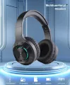 Kisonli A2 Wireless Bluetooth Headphones, Over-Ear, 48 Hours Playback, Bluetooth 5.3, RGB Light, 40mm Drivers, FM/TF/AUX, Type-C Charging, Black/Red/Gray. 
