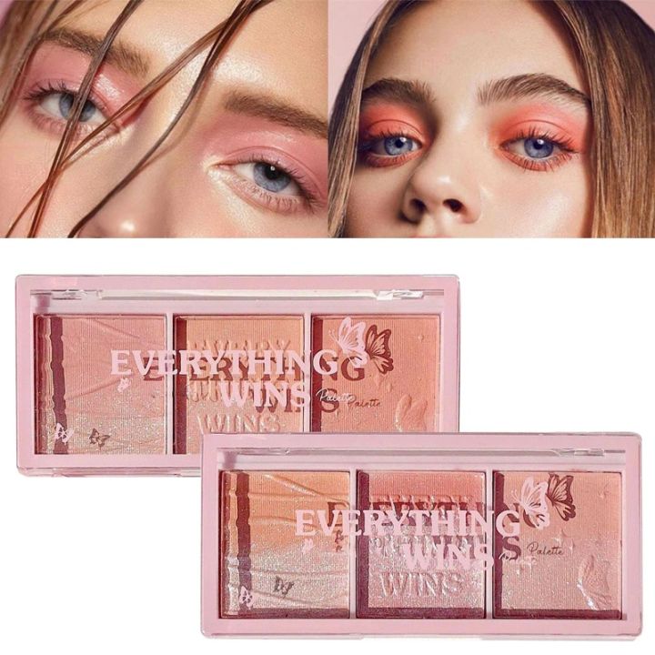 Beautiful 3 Colors Vigor Shimmer Blush Eyeshadow Palette Waterproof Lasting Makeup Natural Facial Eyeshadow Women Cosmetics
