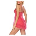 Fancyra Women Spandex Lace Floral Above Knee Nightwear Baby Doll With G String Panty Free Size. 