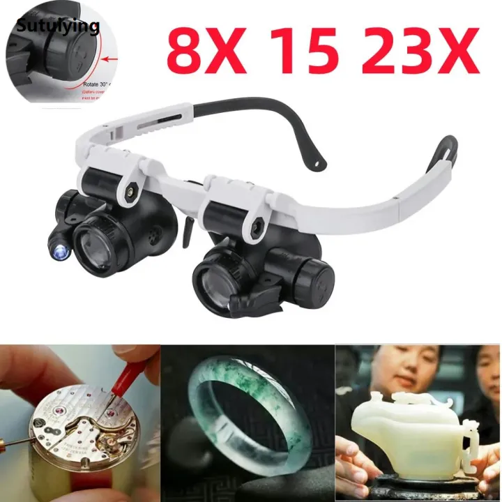 Sutuiying%208X/15X/23X%20Head-mounted%20LED%20Magnifying%20Glass%202XLED%20Watch%20Jeweler%20Bargain%20price%20Repair%20Reading%20Observation%20Telescopic%20Magnifier%20Glasses%20-%20Image%203