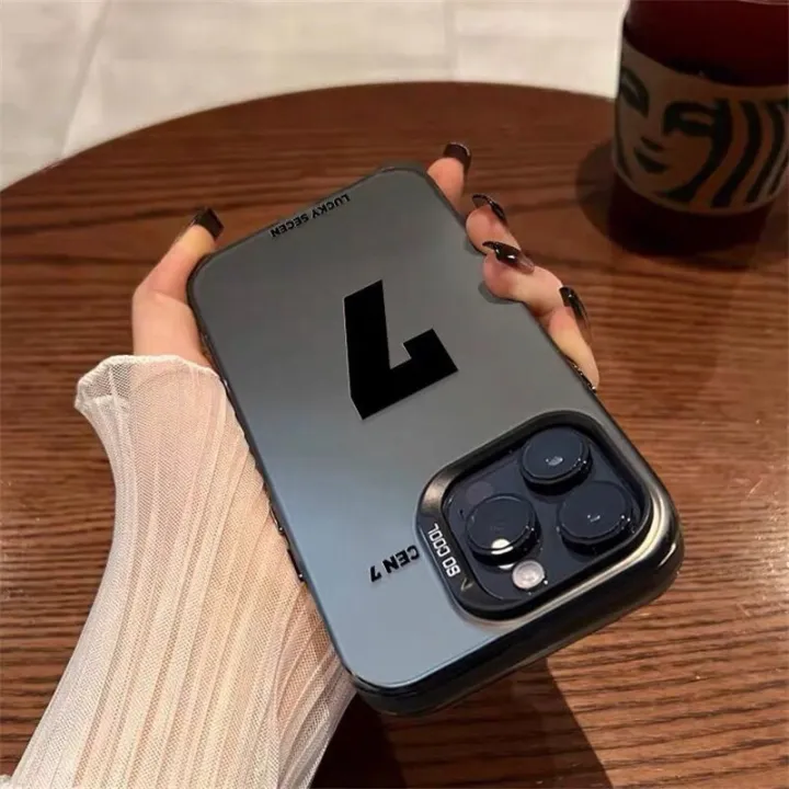 Phone%20Case%20For%20iPhone%2011%2014%2015%20Pro%20Max%20PLUS%20XS%20Max%20Casing%20Silver%20Black%20White%20Colorful%20Matte%20IMD%20Lucky%20Number%20Seven%20Luxury%20Fashion%20Protection%20Simple%20Shockproof%20Back%20Cover%20Silicone%20-%20Image%207