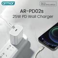 ARMOR AR-PD02S | 25W Round Pin Charger with Type-C to Lightning Fast Charging Cable, Compatible with all Lighting Charging Devices. 