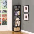 Kamakhya Decor Wood Wall Corner 5-Tier Bookshelf Case for Living room , Bedroom, Corner Spaces Black And White Colour. 