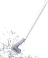 Long Handle Toilet Cleaner Silicone Brush 360° Flexible Deep Cleaning Toilet Bowl - Silicone Flex Flexible Bristles Toilet Brush with Holder Stand Brush(Hockey Stick Shape). 