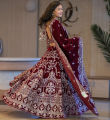 Bridal Lehenga Choli - Velvet Silver Thread And Siquence Embroidery Design -For Women. 